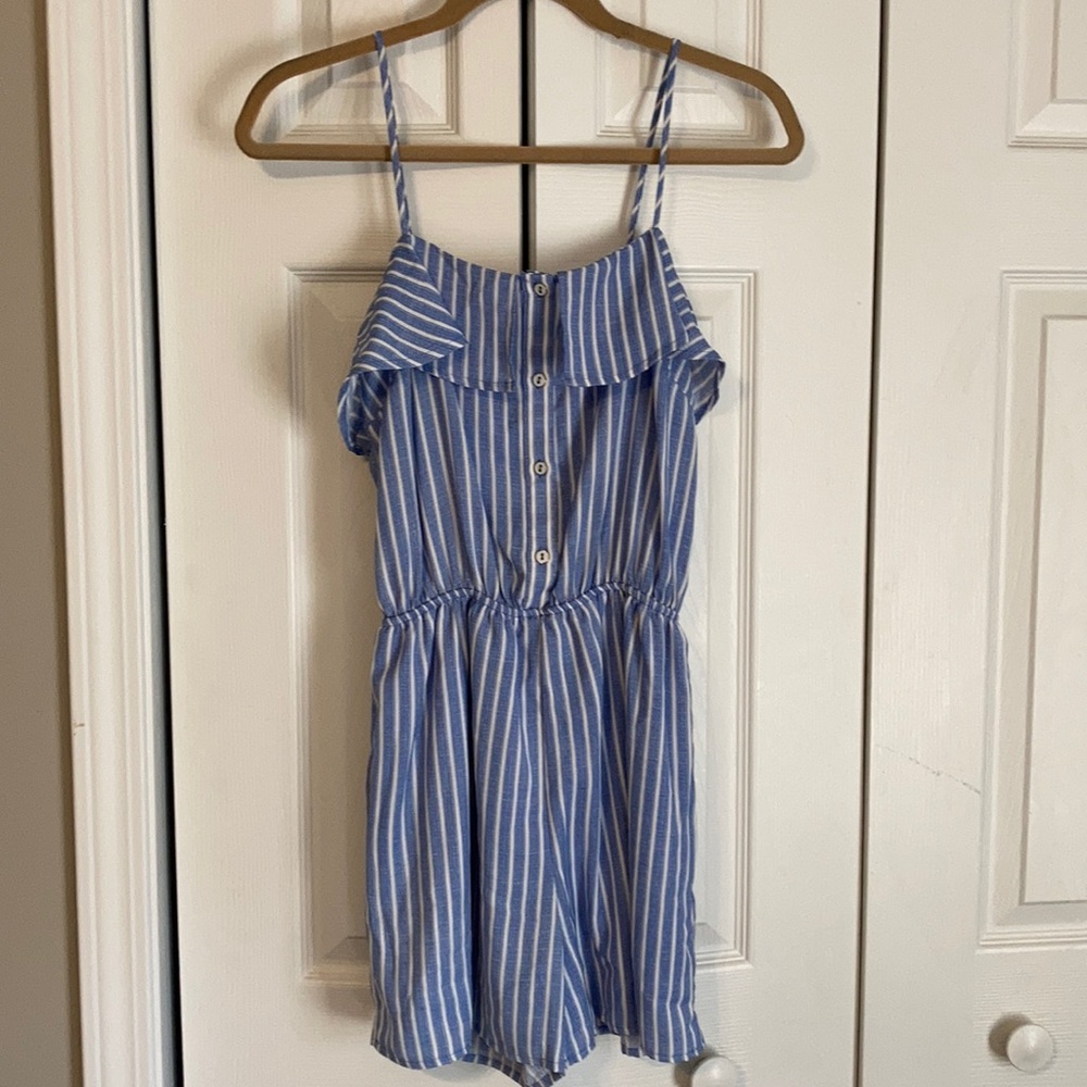 Pinstripe shorts romper